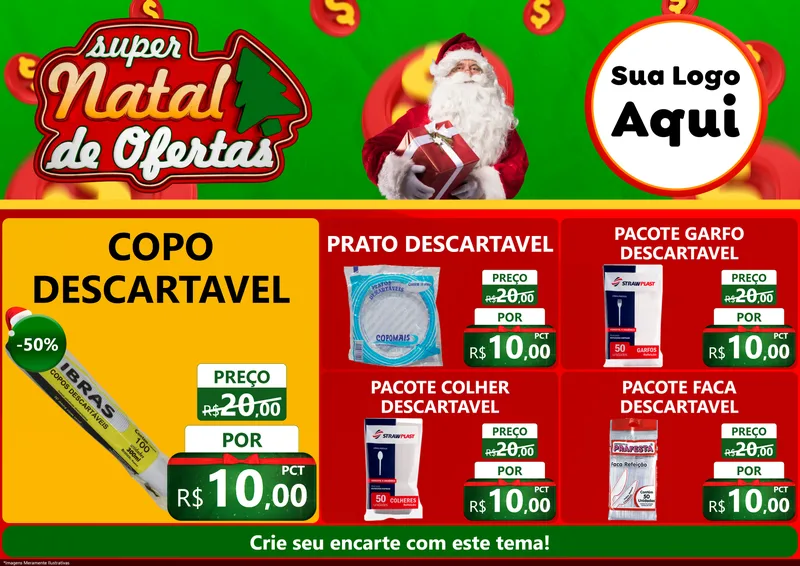 Modelo de Encarte para Encarte A4 Horizontal com o tema Super Natal de Ofertas para Embalagens
