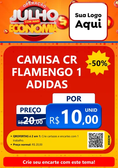 Modelo de Cartaz para Cartaz A4 Vertical com o tema Operação Julho Com Mais Economia para Roupas e acessórios