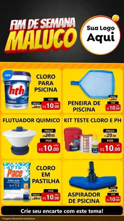 Modelo de Rede Social para Stories com o tema Final de Semana Maluco para Produtos para Piscina