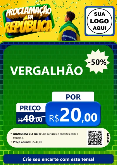 Modelo de Cartaz para Cartaz A4 Vertical com o tema Proclamação da República para Ferragens