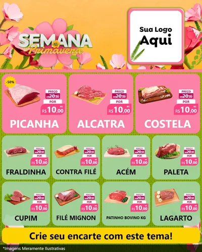 Modelo de Rede Social para Feed Instagram com o tema Semana da Primavera para Açougue