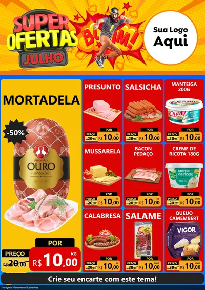 Modelo de Encarte para Encarte A4 Vertical com o tema Super Ofertas Julho para Frios e Laticínios