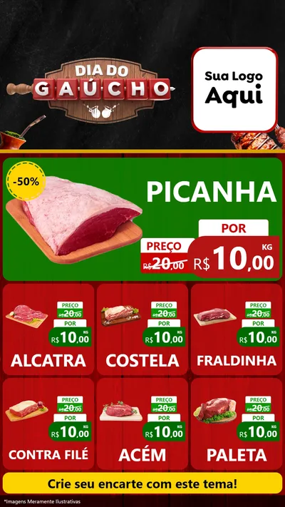 Modelo de Rede Social para Stories com o tema Dia do Gaúcho para Açougue
