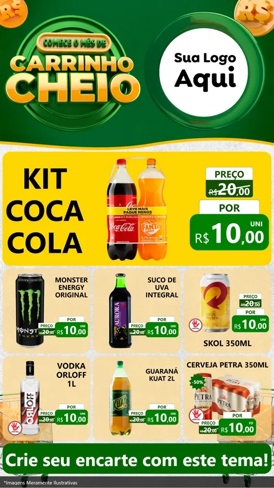 Modelo de Rede Social para Stories com o tema Carrinho Cheio para Distribuidora de bebidas