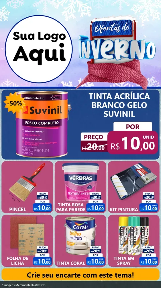 Modelo de Rede Social para Stories com o tema Ofertas de Inverno para Tintas e Ferramentas
