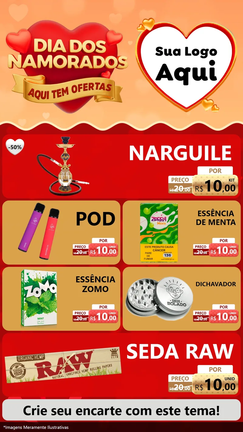 Modelo de TV para TV Vertical com o tema Dia dos Namorados - Aqui Tem Ofertas para Tabacaria
