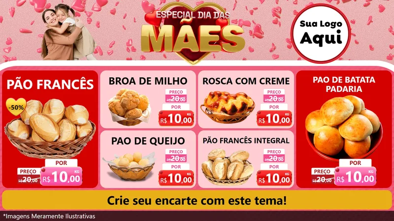 Modelo de TV para TV Horizontal com o tema Especial Dia Das Mães para Padaria