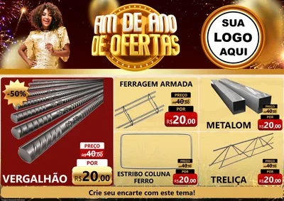 Modelo de Encarte para Encarte A4 Horizontal com o tema Fim de Ano de Ofertas para Ferragens