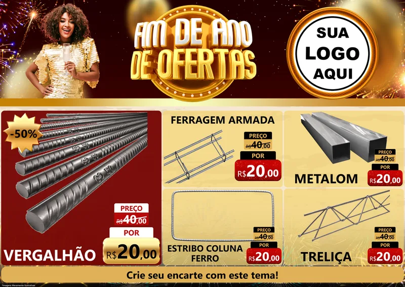 Modelo de Encarte para Encarte A4 Horizontal com o tema Fim de Ano de Ofertas para Ferragens