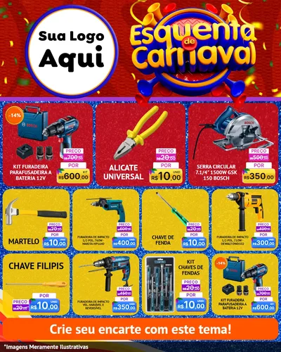 Modelo de Rede Social para Feed Instagram com o tema Esquenta de Carnaval para Maquinas e Ferramentas