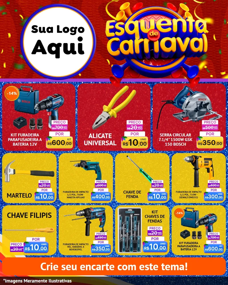 Modelo de Rede Social para Feed Instagram com o tema Esquenta de Carnaval para Maquinas e Ferramentas