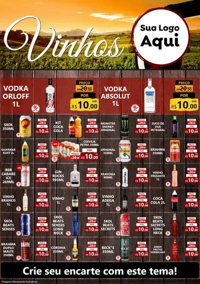 Modelo de Encarte para Encarte A4 Vertical com o tema Vinhos para Distribuidora de bebidas