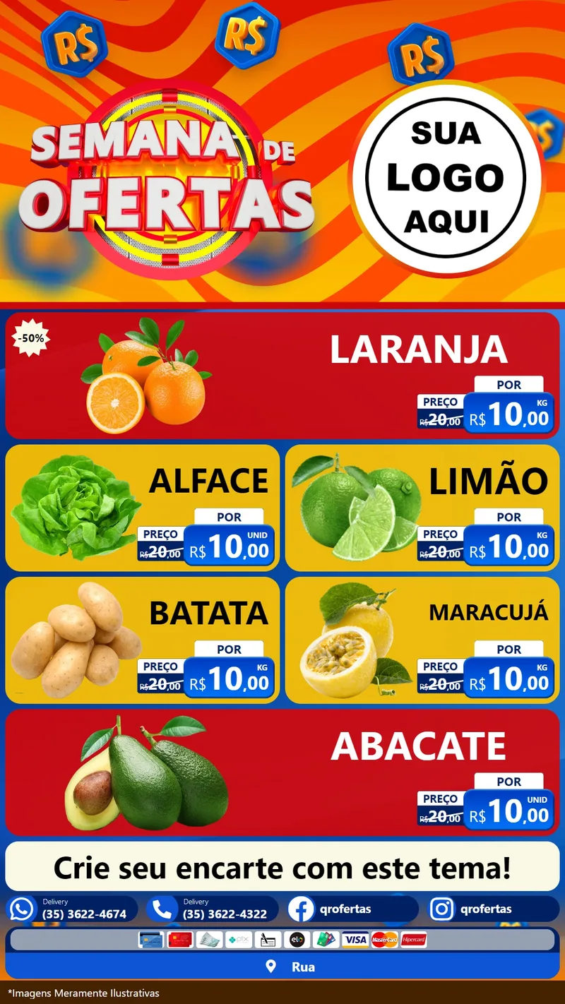 Modelo de TV para TV Vertical com o tema Semana de Ofertas para Hortifrúti