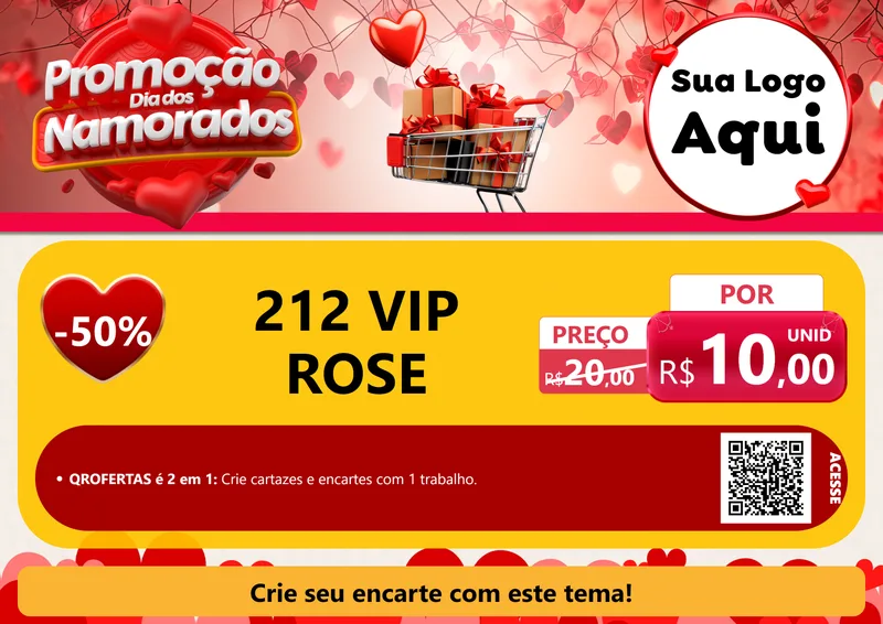 Modelo de Cartaz para Cartaz A4 Horizontal com o tema Promoção Dia dos Namorados para Perfumes