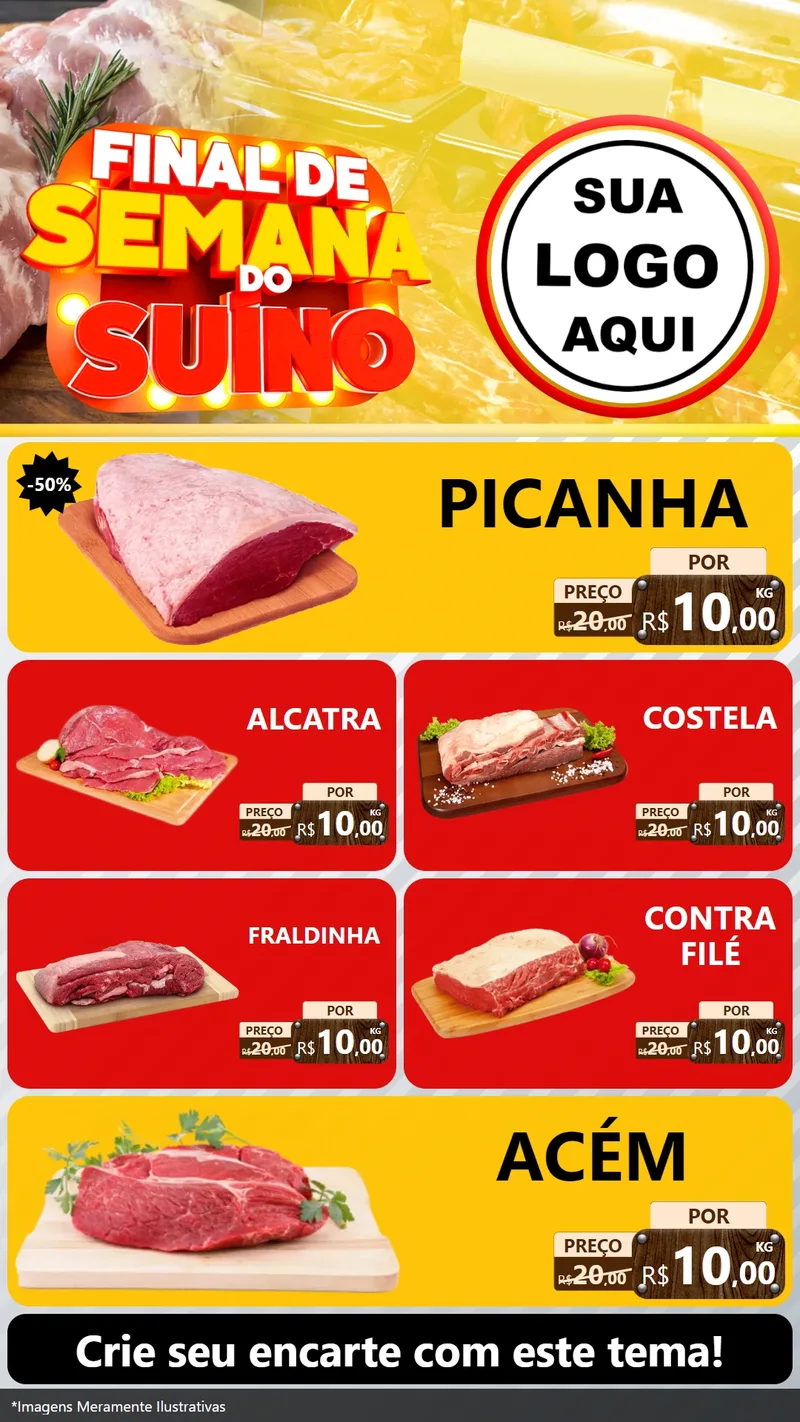 Modelo de TV para TV Vertical com o tema Final de Semana do Suíno para Açougue