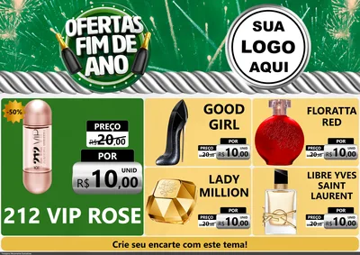 Modelo de Encarte para Encarte A4 Horizontal com o tema Ofertas Fim de Ano para Perfumes