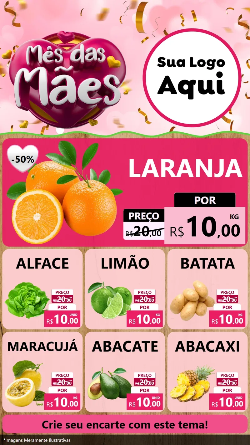 Modelo de Rede Social para Stories com o tema Mês das Mães para Hortifrúti