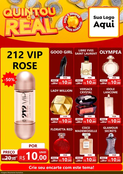 Modelo de Encarte para Encarte A4 Vertical com o tema Quintou do Real para Perfumes