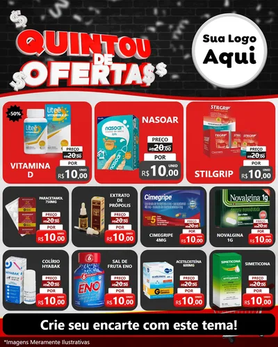 Modelo de Rede Social para Feed Instagram com o tema Quintou de Ofertas para Farmácia