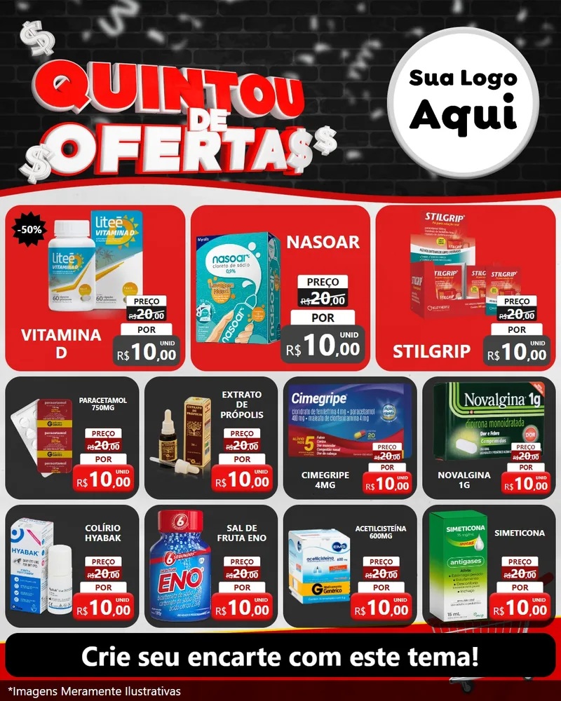 Modelo de Rede Social para Feed Instagram com o tema Quintou de Ofertas para Farmácia