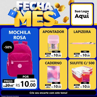 Modelo de Rede Social para Feed Facebook com o tema Fecha Mês para Papelaria