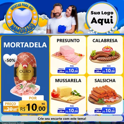 Modelo de Rede Social para Feed Facebook com o tema Ofertas Para Seu Namorado para Frios e Laticínios