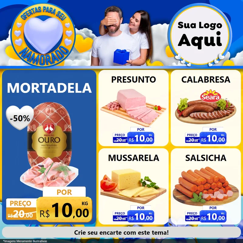 Modelo de Rede Social para Feed Facebook com o tema Ofertas Para Seu Namorado para Frios e Laticínios