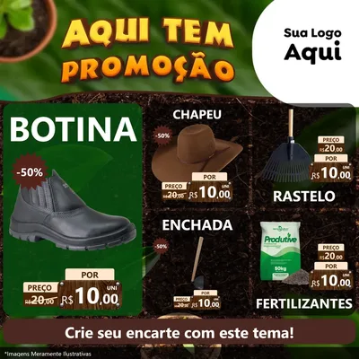 Modelo de Rede Social para Feed Facebook com o tema Aqui tem Promoção para Agropecuária