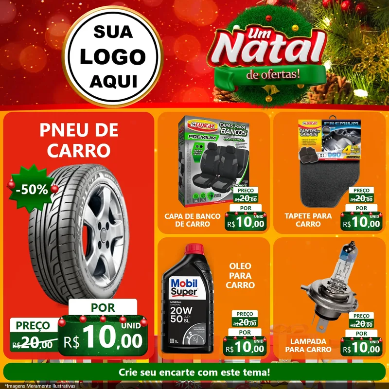 Modelo de Rede Social para Feed Facebook com o tema Um Natal de Ofertas para Auto peças