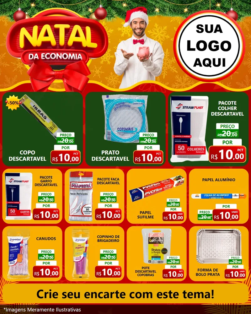 Modelo de Rede Social para Feed Instagram com o tema Natal da Economia para Embalagens
