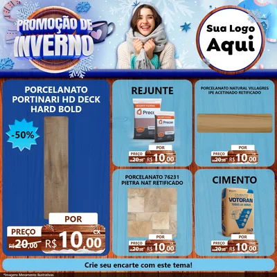 Modelo de Rede Social para Feed Facebook com o tema Promoção de Inverno para Pisos e revestimentos