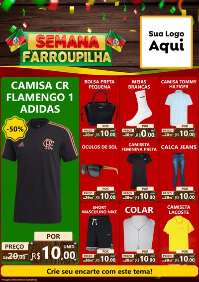 Modelo de Encarte para Encarte A4 Vertical com o tema Semana Farroupilha para Roupas e acessórios