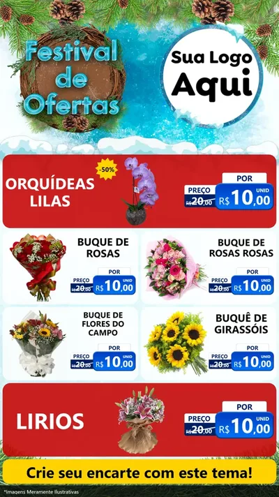 Modelo de TV para TV Vertical com o tema Festival de Ofertas - Inverno para Floricultura e jardim