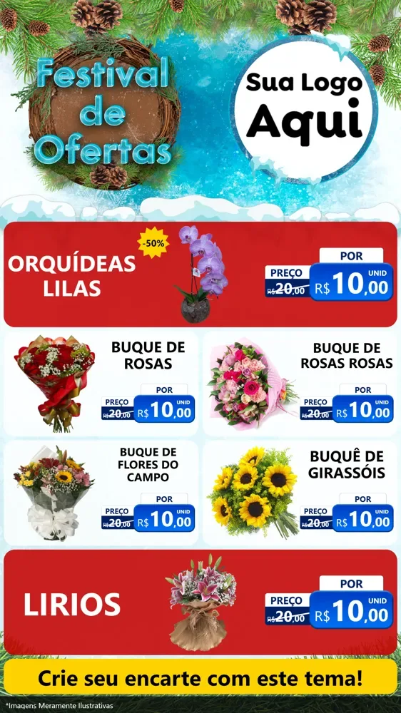 Modelo de TV para TV Vertical com o tema Festival de Ofertas - Inverno para Floricultura e jardim