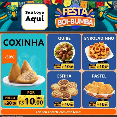Modelo de Rede Social para Feed Facebook com o tema Festa Boi Bumbá para Salgadaria