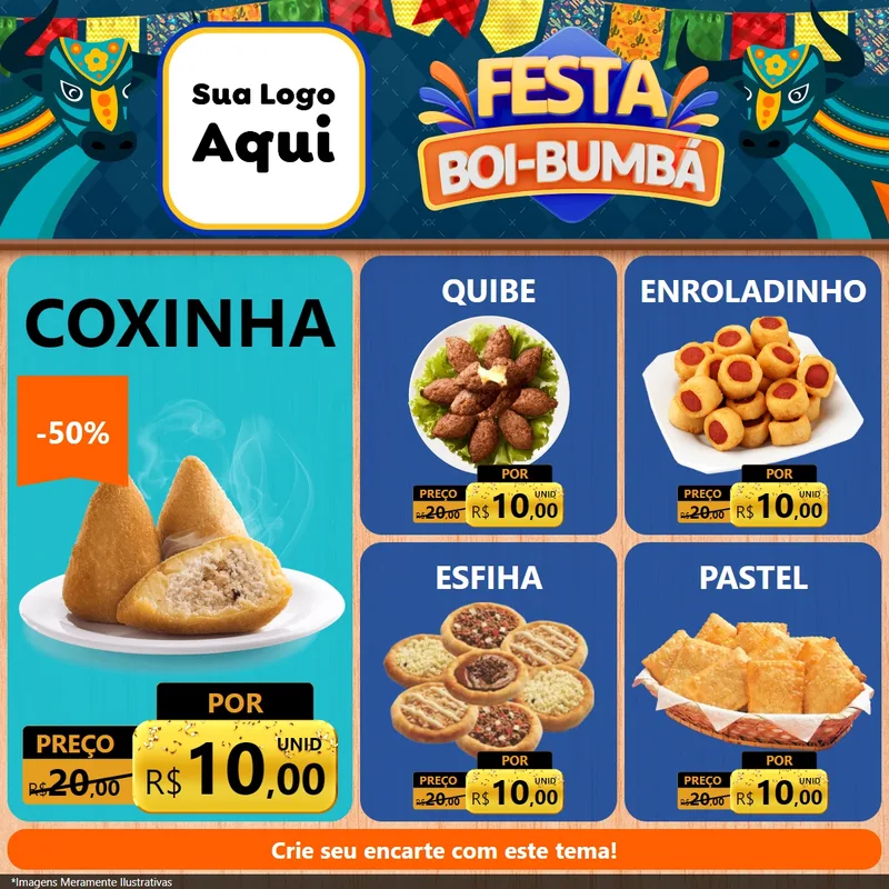 Modelo de Rede Social para Feed Facebook com o tema Festa Boi Bumbá para Salgadaria
