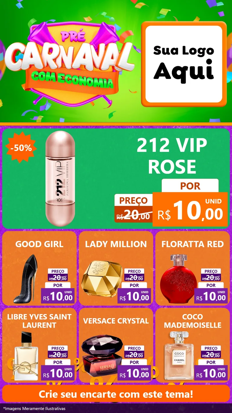 Modelo de Rede Social para Stories com o tema Pré-Carnaval Com Economia para Perfumes