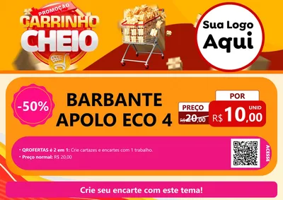Modelo de Cartaz para Cartaz A4 Horizontal com o tema Promoção carrinho cheio para Armarinho e Aviamentos