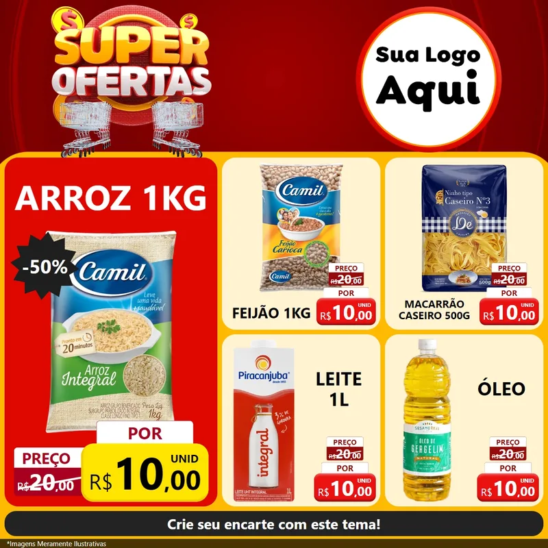 Modelo de Rede Social para Feed Facebook com o tema Super Ofertas para Supermercado