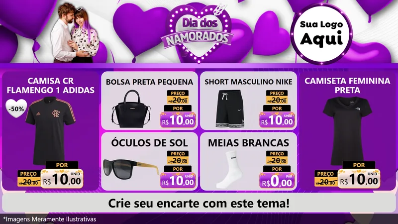 Modelo de TV para TV Horizontal com o tema Dia dos Namorados para Roupas e acessórios