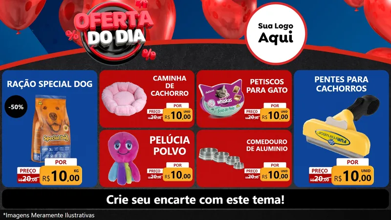 Modelo de TV para TV Horizontal com o tema Oferta do Dia para Pet Shop