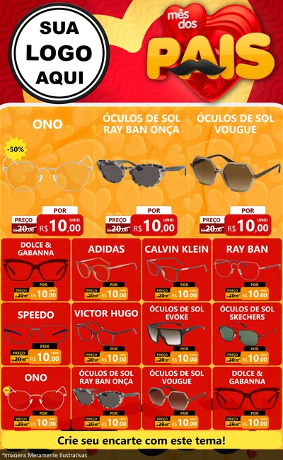 Modelo de Encarte para Encarte Grande com o tema Mês Dos Pais para Óticas