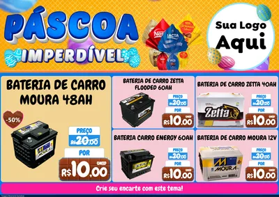 Modelo de Encarte para Encarte A4 Horizontal com o tema Páscoa Imperdível para Baterias Elétricas