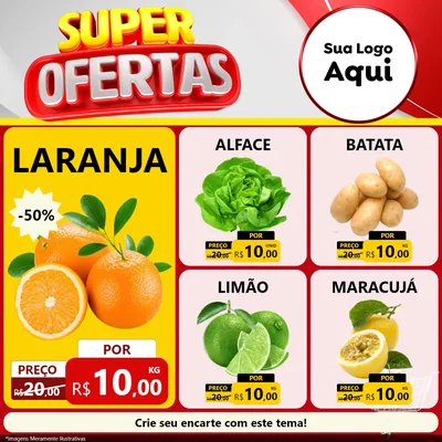 Modelo de Rede Social para Feed Facebook com o tema Super Ofertas para Hortifrúti