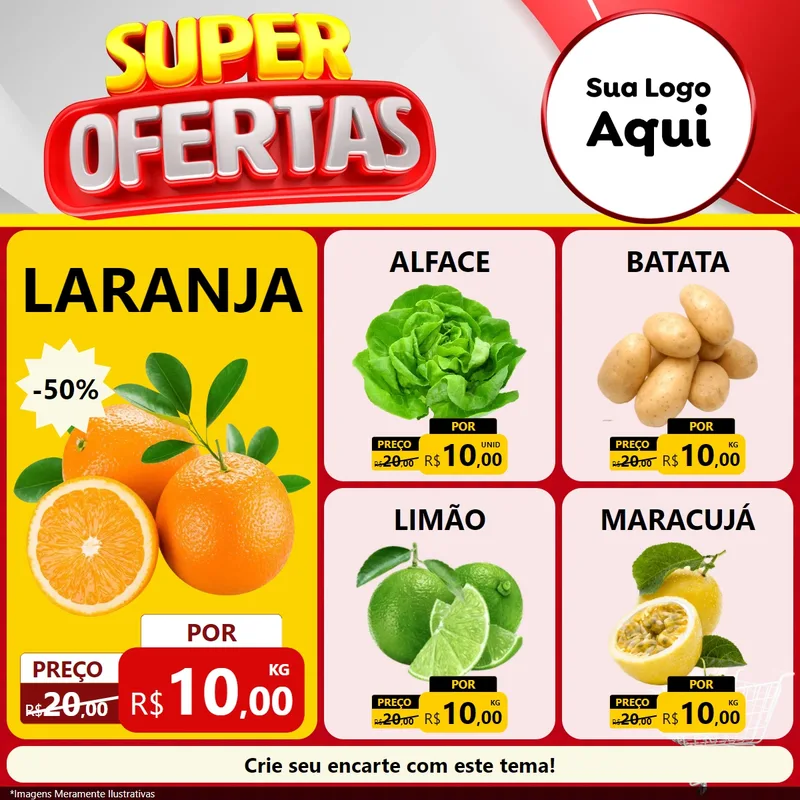 Modelo de Rede Social para Feed Facebook com o tema Super Ofertas para Hortifrúti