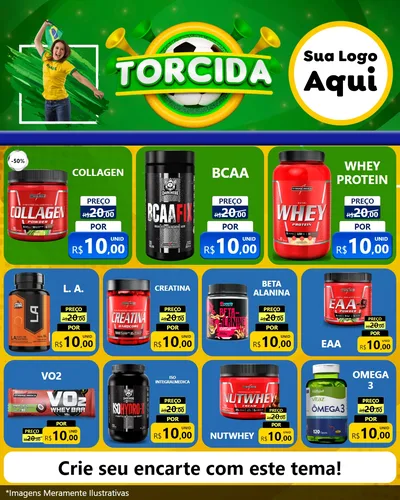 Modelo de Rede Social para Feed Instagram com o tema Torcida para Suplementos alimentares