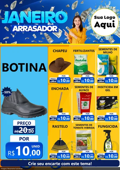 Modelo de Encarte para Encarte A4 Vertical com o tema Janeiro Arrasador para Agropecuária