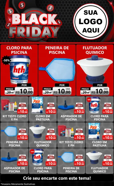 Modelo de Encarte para Encarte Grande com o tema Black Friday para Produtos para Piscina