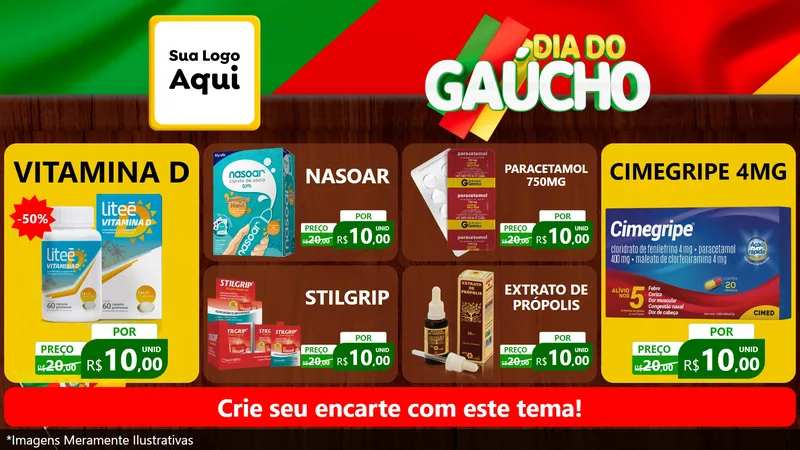 Modelo de TV para TV Horizontal com o tema Dia do Gaúcho para Farmácia