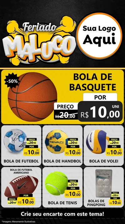 Modelo de Rede Social para Stories com o tema Feriado Maluco para Artigos Esportivos